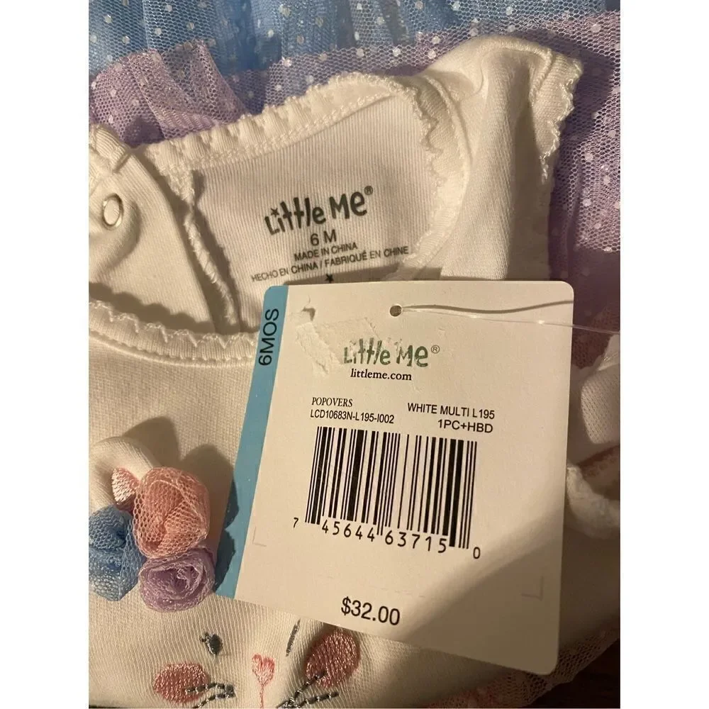 Little Me Baby Girls 6 Months Multi Tier Popover and Matching Headband